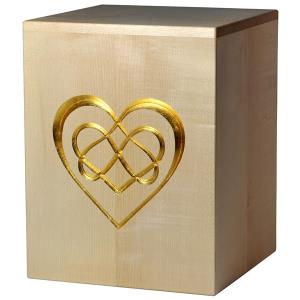 Urn "Eternal Love" - maple wood - 11,22 x 8,66 x 8,66 inch