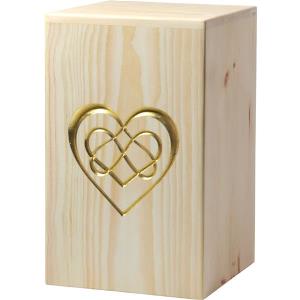 Urn "Eternal Love" - Swiss pine wood - 11,22 x 6,88 x 6,88 inch
