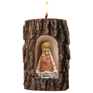 Our Lady of Mariazell in grotto elm with candle