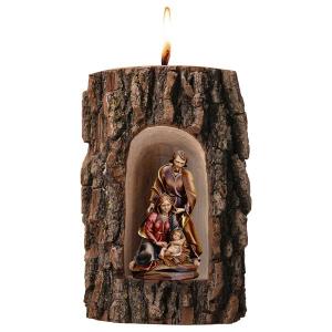 Nativity Baroque in grotto elm with candle