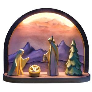 Arco rosso LED con Nativitá Aram e albero