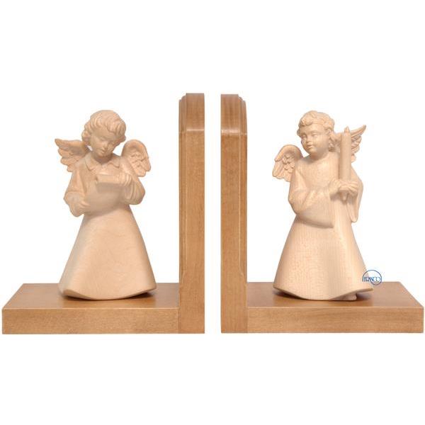 Pair bookends - Angels with scroll and candle - natural