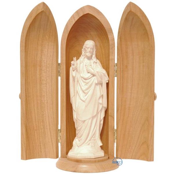 Sacred Heart 4¾inch - 12cm in niche - natural