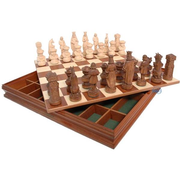 Chess set (3½inch) 9 cm with wooden box - waxed 