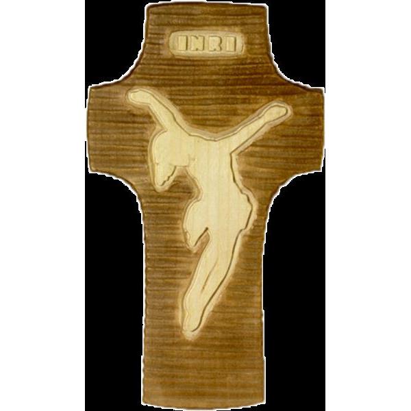 Cross with carving - natural