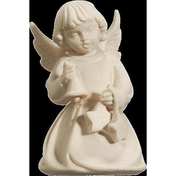 Christmas angel kneeling with bell - natural