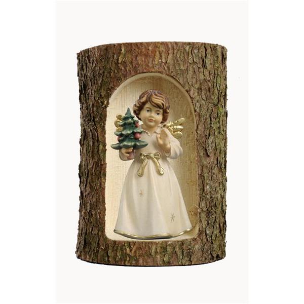 Bell angel, stand. with tree in a tree trunk - color