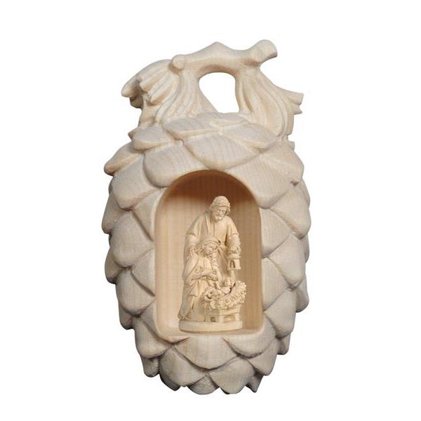 Swiss pine cones with Holy Night crib - natural