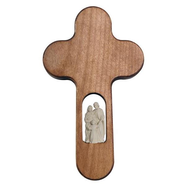 Cross stained Hl. Family with Jesus as a child - natural