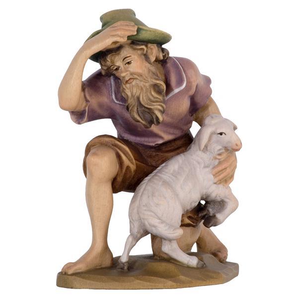 Kneeling Shepherd with Sheep - natural