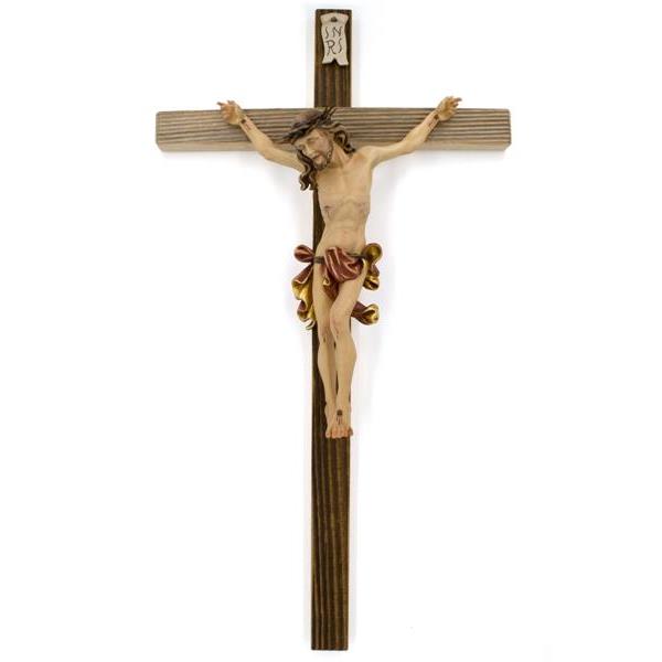 Crucifix with spines on antique wood cross - color
