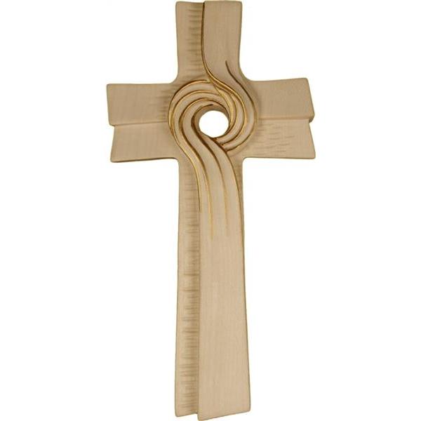 Meditation Cross, wood carved - wax pol./ gold deco.