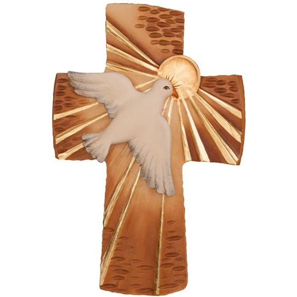 Peace Cross carved in wood - color