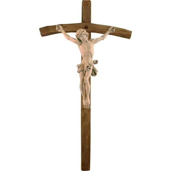 Crucifix baroque in oak wood - natural