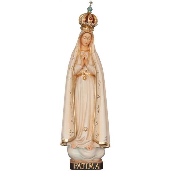 Our Lady of Fátima Pillgrim with crown wood - color