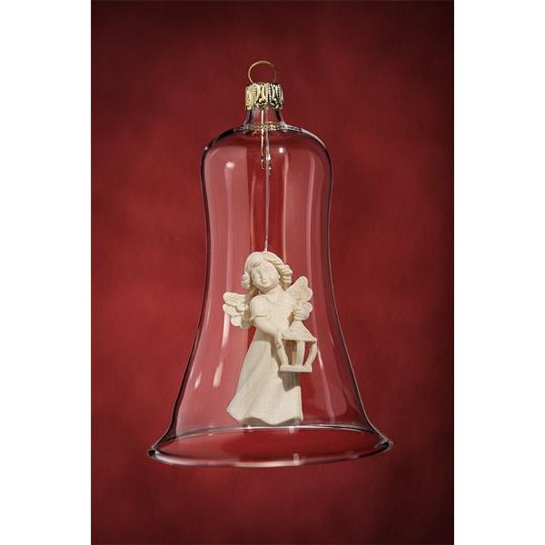 Glass bell with angel latern - natural