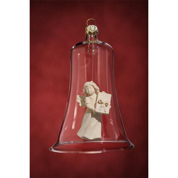 Glass bell with angel present - natural