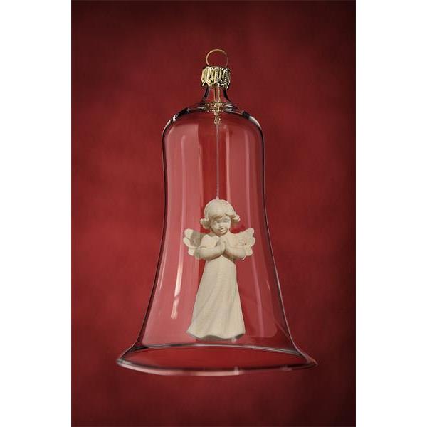 Glass bell with angel praying - natural