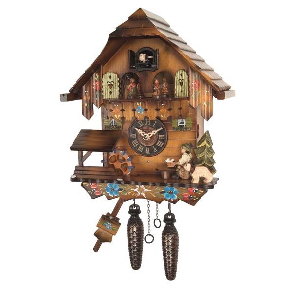 Quartz cuckoo clock with music and dancing couple - color