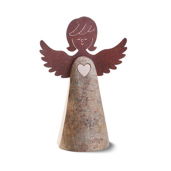 Wood Angel with Iron Wings - natural
