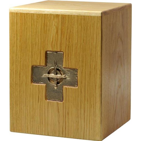 Urn "Cross" - oak wood - 11,22 x 8,66 x 8,66 inch - Zusammengesetzt
