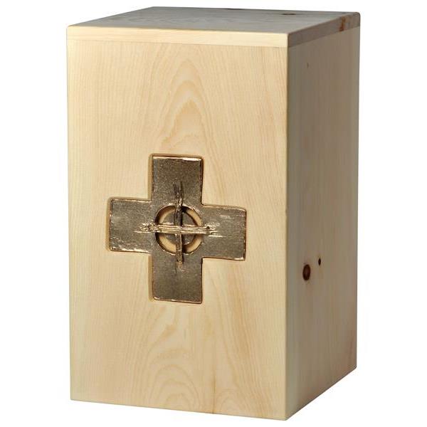 Urn "Cross" - Swiss pine wood - 11,22 x 6,88 x 6,88 inch - Zusammengesetzt