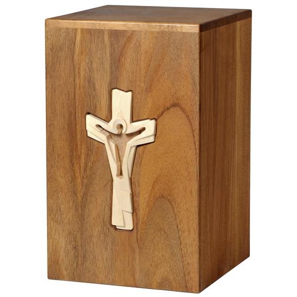 Urn "Crucifix" - walnut wood - 11,22 x 6,88 x 6,88 inch - Zusammengesetzt