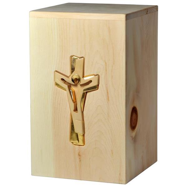Urn "Crucifix" - Swiss pine wood - 11,22 x 6,88 x 6,88 inch - Zusammengesetzt