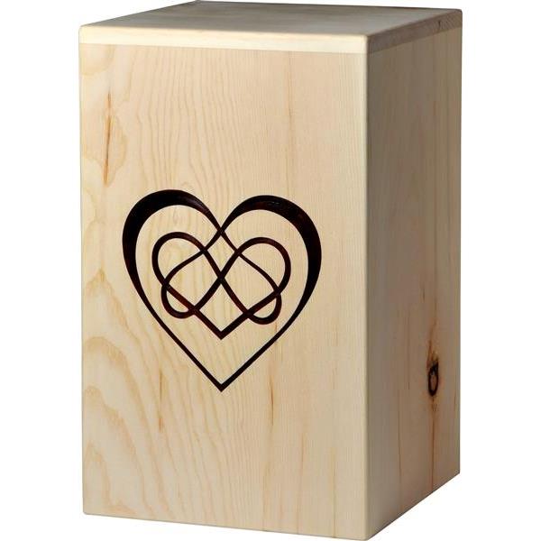 Urn "Eternal Love" color - Swiss pine wood - 11,22 x 8,66 x 8,66 inch - Zusammengesetzt
