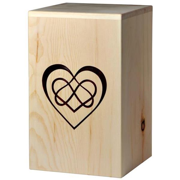 Urn "Eternal Love" - Swiss pine wood - 11,22 x 6,88 x 6,88 inch - Zusammengesetzt