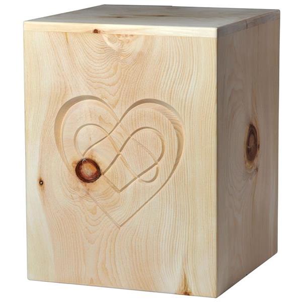 Urn "Eternal Love" - Swiss pine wood - 11,22 x 8,66 x 8,66 inch - Zusammengesetzt