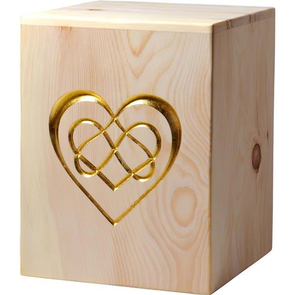 Urn "Eternal Love" gold - Swiss pine wood - 11,22 x 8,66 x 8,66 inch - Zusammengesetzt