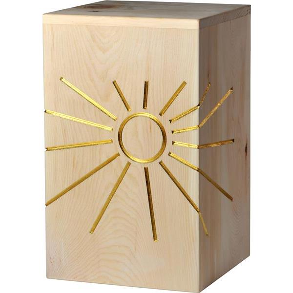 Urn "Eternal light" gold - Swiss pine wood - 11,22 x 8,66 x 8,66 inch - Zusammengesetzt