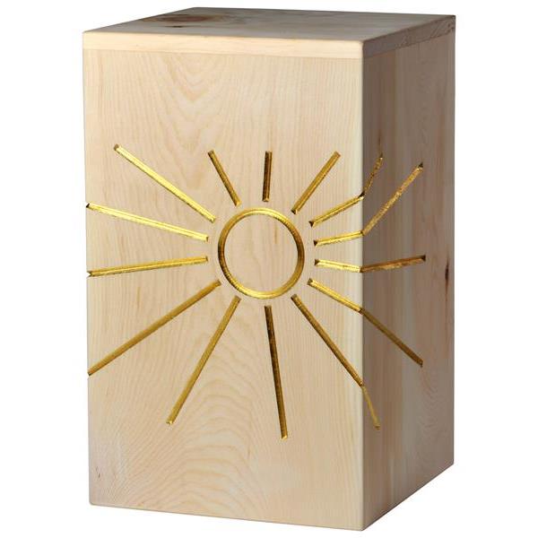Urn "Eternal light" gold - Swiss pine wood - 11,22 x 6,88 x 6,88 inch - Zusammengesetzt