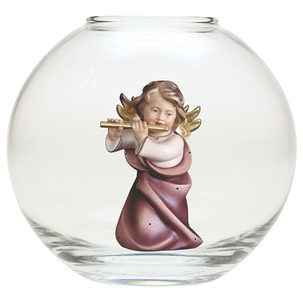 Heart Angel with flute - Glass sphere - color