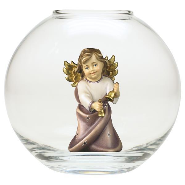 Heart Angel with bells - Glass sphere - color