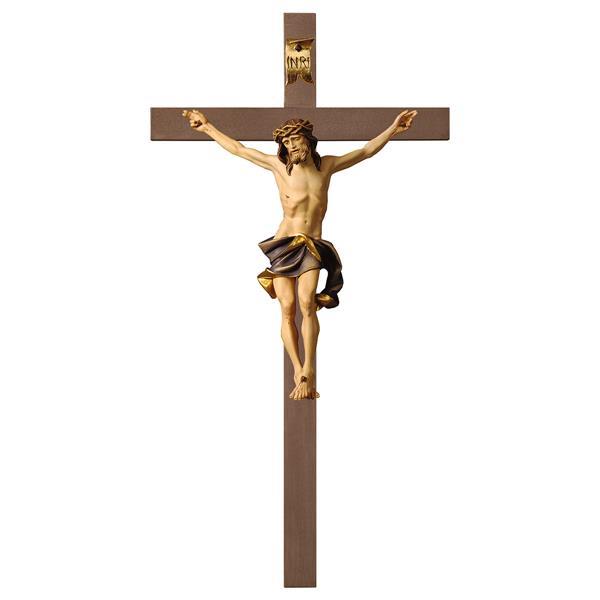 Crucifix Nazarean - Cross plain - Linden wood carved - color blue