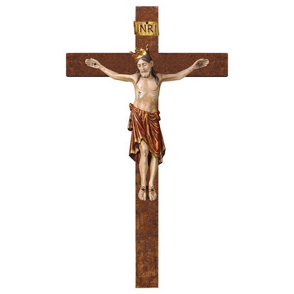 Crucifix Romanic with crown - Cross straight - antique with gold leaf