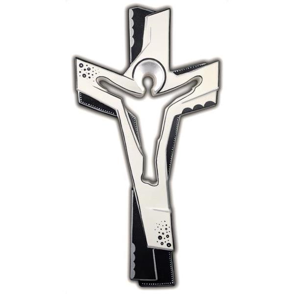 Cross of the Passion white black decorated - antique