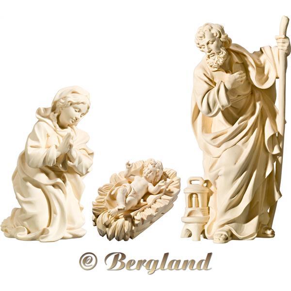 Holy Family with Jesus Child in carved cradle (without base) - natural